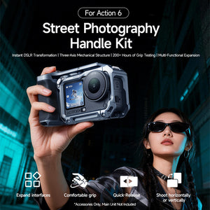 LKTOP Street Photography Handle Kit for DJI Osmo Action 6 multifunctional DSLR-style handheld camera grip accessory