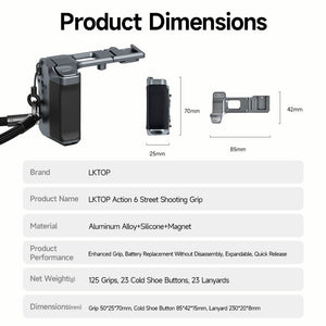 LKTOP Street Photography Handle Kit for DJI Osmo Action 6 multifunctional DSLR-style handheld camera grip accessory