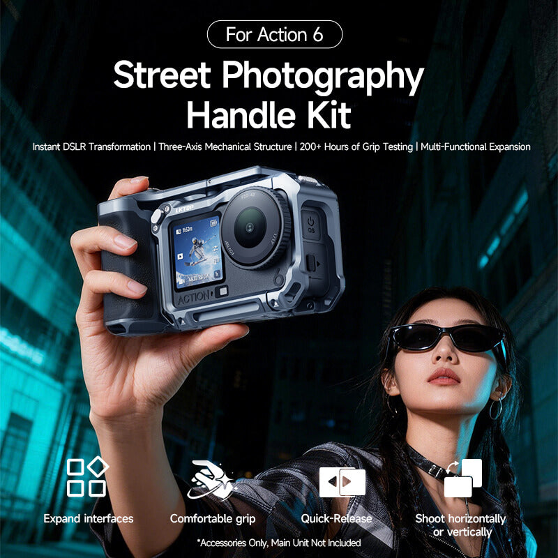 LKTOP Street Photography Handle Kit for DJI Osmo Action 6 multifunctional DSLR-style handheld camera grip accessory