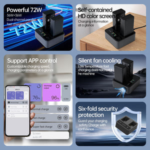 LKTOP WB37 Charging Hub with 72W Dual-Battery Parallel Fast Charging