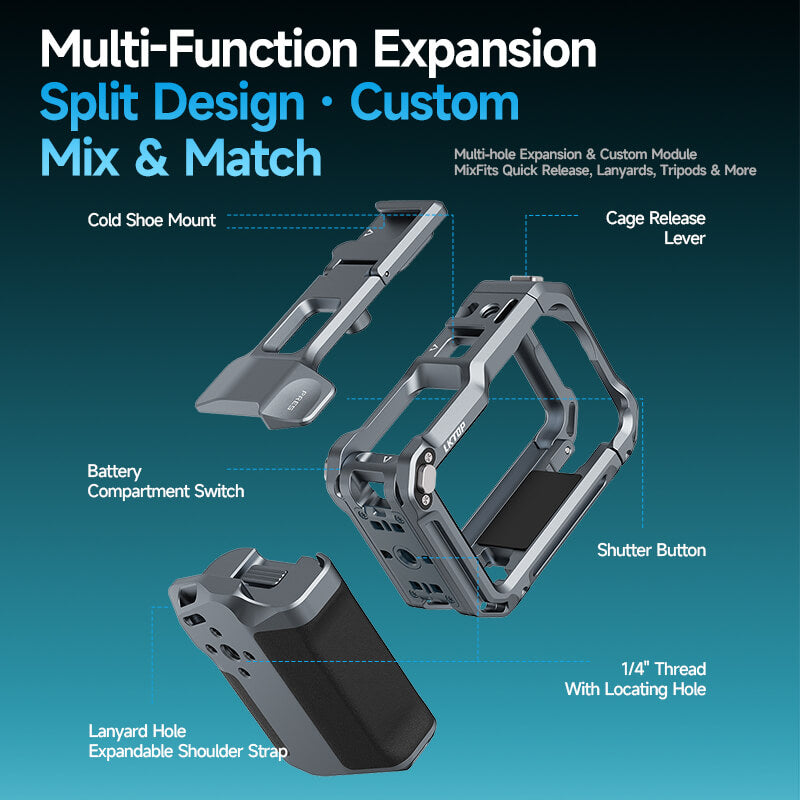 LKTOP Street Photography Handle Kit for DJI Osmo Action 6 multifunctional DSLR-style handheld camera grip accessory