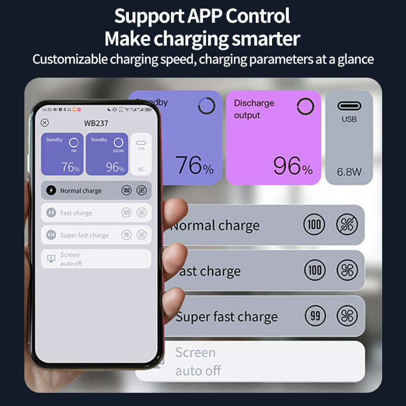 LKTOP WB37 Smart Charging Hub with Mobile App Control and Battery Monitoring