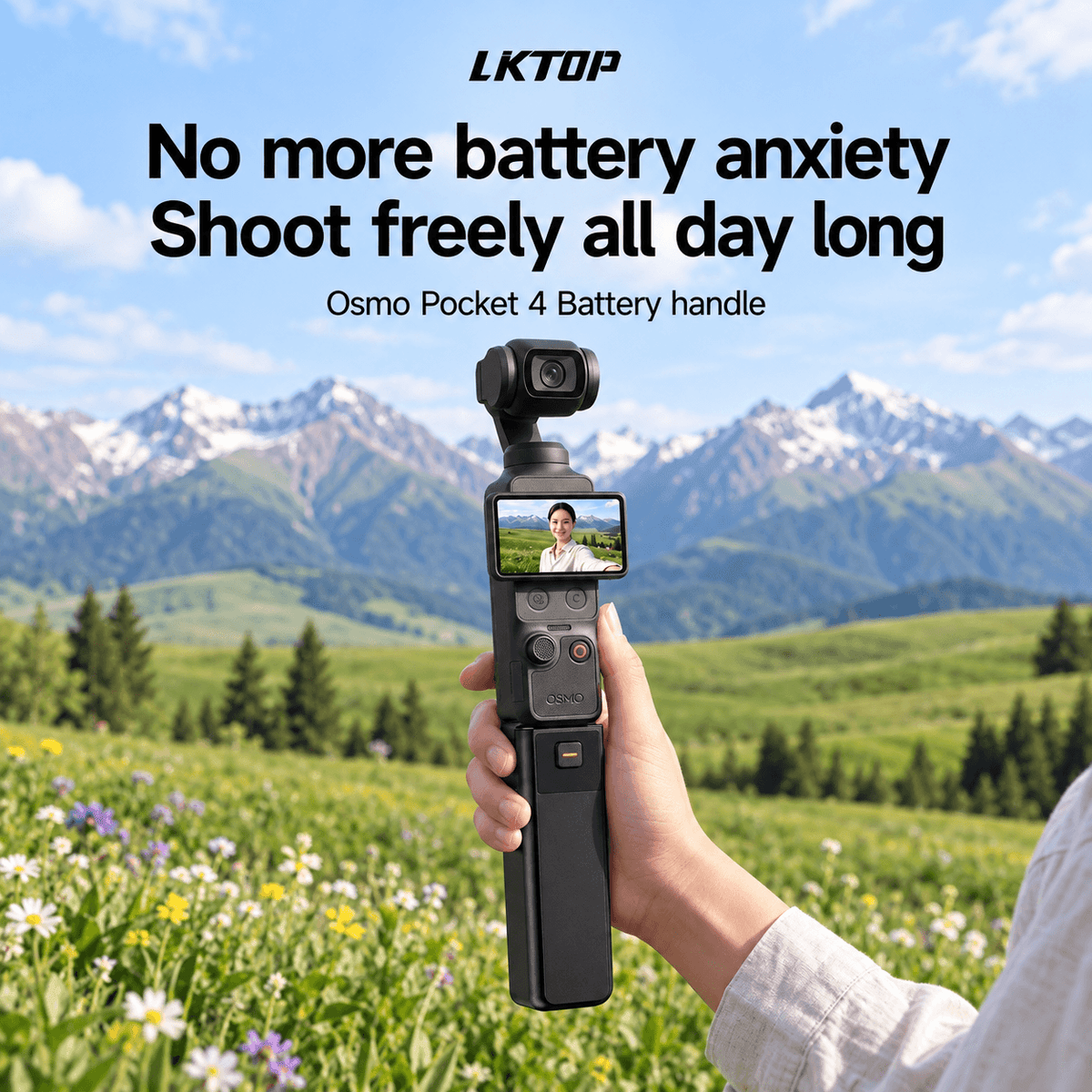 LKTOP 5000mAh Battery Handle for DJI Osmo Pocket 3, Pocket 4 and Pocket 4P